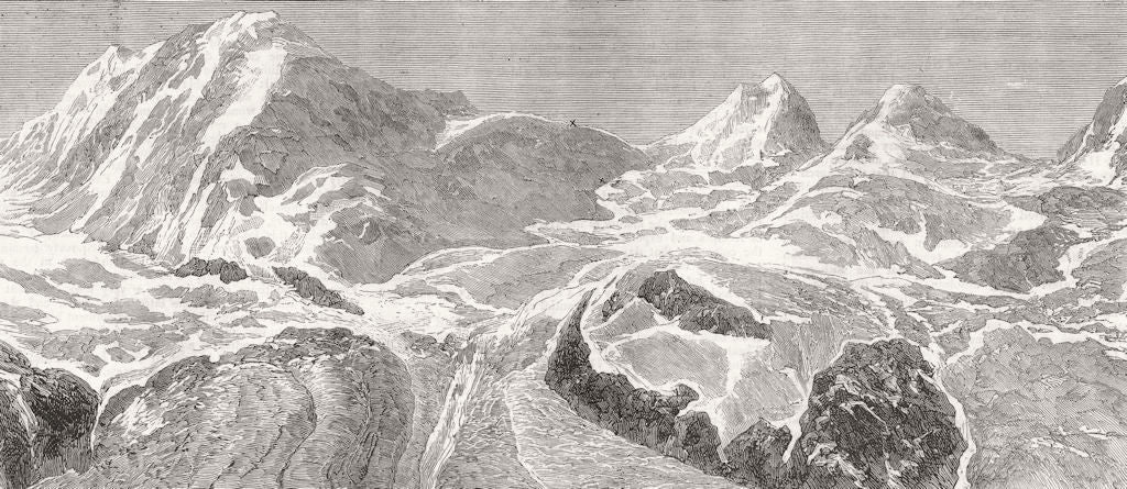 SWITZERLAND. Felik Joch, Zermatt, where Johnson & Hayman died 1876 old print